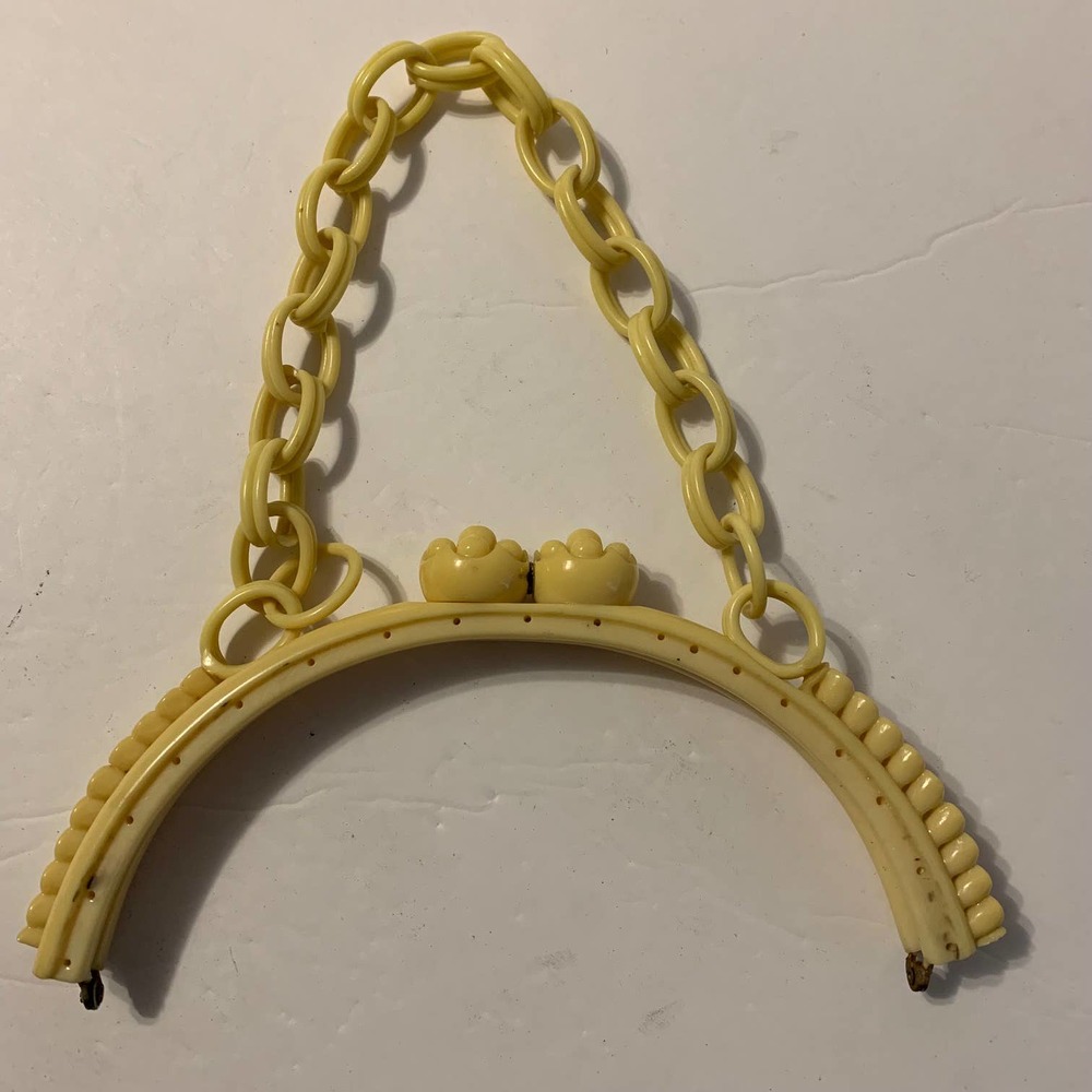 RARE Vintage Lucite‎ Cream Color Purse Frame